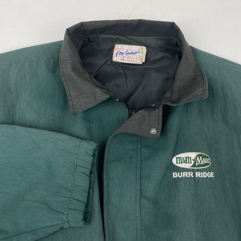 Vintage 80s Four Seasons M&M Mars Burr Ridge Jacket Mens XL Green Made in USA